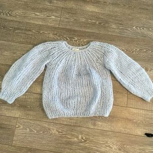 Baby Blue Mohair Open Knit sweater. Handmade. Responsibly made luxury.